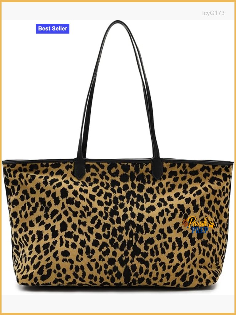 Leopard-Print Velvet Cotton Tote With Zippered Top